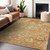 9' X 12' Coral Blue And Green Floral Washable Indoor Outdoor Area Rug