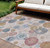 8' X 10' Blush Blue And Taupe Geometric Washable Indoor Outdoor Area Rug