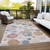 8' X 10' Blush Blue And Taupe Geometric Washable Indoor Outdoor Area Rug