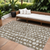 9' X 12' Brown And Ivory Abstract Washable Indoor Outdoor Area Rug