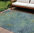 9' X 12' Blue Abstract Washable Indoor Outdoor Area Rug Transitional Style - Blue Color