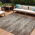 10' X 14' Brown Beige And Ivory Striped Washable Indoor Outdoor Area Rug