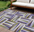 9' X 12' Lavender Brown And Green Geometric Washable Indoor Outdoor Area Rug