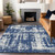 10' X 14' Navy Blue And Ivory Abstract Washable Indoor Outdoor Area Rug - 608219003234