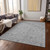 10' X 14' Silver Gray And Charcoal Floral Washable Indoor Outdoor Area Rug