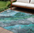 10' X 14' Teal Blue And Ivory Floral Washable Indoor Outdoor Area Rug - Teal Blue, Ivory