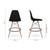 28" Black And Brown Heavy Duty Plastic And Solid Wood Counter Height Bar Chair