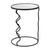 24" Black Mirrored Glass and Steel Round Abstract End Table