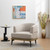 29" Beige Camel and Black Tufted Linen Solid and Manufactured Wood Barrel Chair