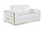 Two Piece White Italian Leather Five Person Seating Set