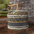 18" Black Cotton Cylinder Striped Pouf Ottoman