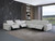 Light Gray Italian Leather Power Reclining U Shaped Seven Piece Corner Sectional With Console