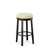 Set of Two 30" Cream and Espresso Faux Leather and Solid Wood Backless Bar Height Swivel Bar Chairs