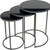 Set of Three Black and Gray Marble and Iron Round Frame Nested Tables