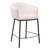 26" Ivory and Black Shearling and Steel Counter Height Bar Chair
