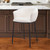 26" Ivory and Black Shearling and Steel Counter Height Bar Chair