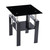 Black Glass and Metal Square End Tables With Shelf