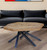 42" Brown And Black Wood And Iron Free Form Coffee Table