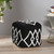18" Black Cotton Geometric Pouf Ottoman Decor