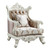 43" Tan And White Fabric Floral Wingback Chair