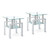 Set of Two Clear and White Glass and Metal Square End Tables With Shelf