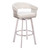 31" White And Silver Faux Leather And Stainless Steel Bar Height Swivel Bar Chair