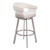 31" White And Silver Faux Leather And Stainless Steel Bar Height Swivel Bar Chair