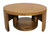 Set of Two Walnut Solid Wood Round Distressed Solid Nested Coffee Tables