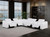 White Italian Leather 4 Power Reclining L Shaped Eight Piece Corner Sectional With Console