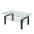 39" Clear and Black Glass and Steel Coffee Table With Shelf - 880016651485