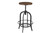 Brown and Black Solid Wood and Metal Backless Adjustable Height Swivel Bar Chair
