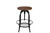 Brown and Black Solid Wood and Metal Backless Adjustable Height Swivel Bar Chair