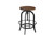 Brown and Black Solid Wood and Metal Backless Adjustable Height Swivel Bar Chair