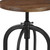Brown and Black Solid Wood and Metal Backless Adjustable Height Swivel Bar Chair