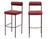 Set of Two 30" Red and Bronze Shearling and Steel Low Back Bar Height Bar Chairs