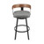 30" Gray Brown and Black Faux Leather and Iron Low Back Bar Height Swivel Bar Chair