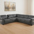 Gray Italian Leather Modular L Shaped Seven Piece Corner Sectional With Console