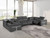 Dark Gray Italian Leather Power Reclining U Shaped Eight Piece Sectional With Console