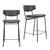 Modern Set of Two 30" Black Faux Leather and Steel Low Back Bar Height Bar Chairs for Living Room Bedroom Office