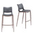 Set of Two 29" Dark Gray and Walnut Faux Leather and Steel Low Back Counter Height Bar Chairs