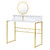 41" White And Gold Faux Marble and Steel Vanity Table with Mirror