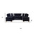 Black Velvet U Shaped Three Piece Sofa and Chaise Sectional With Toss Pillows Decor