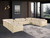 Beige Italian Leather Power Reclining U Shaped Ten Piece Corner Sectional With Console