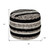 18" White Cotton Cylinder Striped Pouf Ottoman