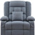 38" Blue Tufted Cotton Blend Heated Massage Manual Swivel Recliner With USB