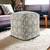 20" Beige Cotton Abstract Pouf Ottoman