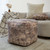18" Ivory and Taupe Upholstered Medallion Pouf Ottoman