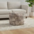 18" Ivory and Taupe Upholstered Medallion Pouf Ottoman