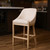 31" Beige and Natural Fabric and Solid Wood Bar Height Bar Chair