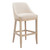 31" Beige and Natural Fabric and Solid Wood Bar Height Bar Chair